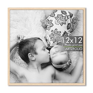 artzfolio customized wall photo frame d624  upload your photos  photo gift for birthday wife husband anniversary parents friends  natural brown  12x12 inch 30x30 cms