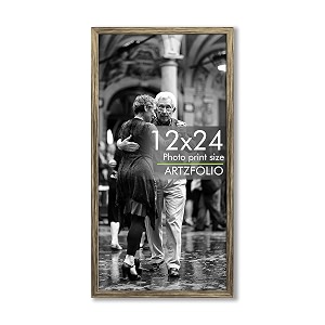 artzfolio customized wall photo frame d626  upload your photos  extra large size  gift for birthday wife husband anniversary parents friends  antique golden  12x24 inch 30x61 cms