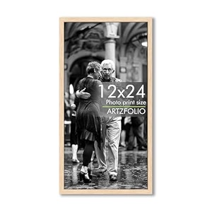 artzfolio customized wall photo frame d626  upload your photos  extra large size  gift for birthday wife husband anniversary parents friends  natural brown  12x24 inch 30x61 cms
