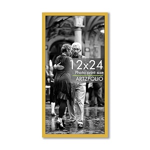 artzfolio customized wall photo frame d626  upload your photos  extra large size  gift for birthday wife husband anniversary parents friends  golden  12x24 inch 30x61 cms