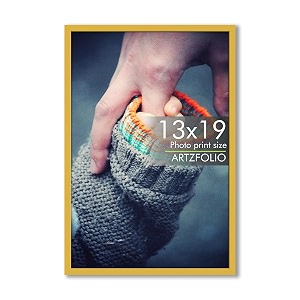 artzfolio customized wall photo frame d627  upload your photos  extra large size  gift for birthday wife husband anniversary parents friends  golden  13x19 inch 33x48 cms