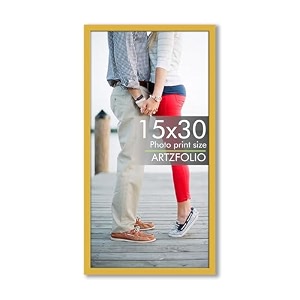 artzfolio customized wall photo frame d628  upload your photos  extra large size  gift for birthday wife husband anniversary parents friends  golden  15x30 inch 38x76 cms