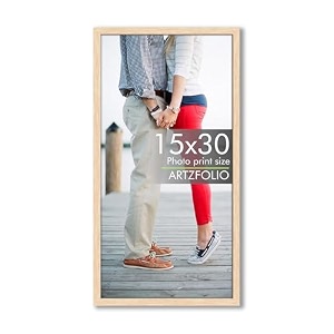 artzfolio customized wall photo frame d628  upload your photos  extra large size  gift for birthday wife husband anniversary parents friends  natural brown  15x30 inch 38x76 cms