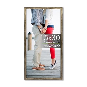 artzfolio customized wall photo frame d628  upload your photos  extra large size  gift for birthday wife husband anniversary parents friends  antique golden  15x30 inch 38x76 cms