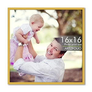 artzfolio customized wall photo frame d629  upload your photos  extra large size  gift for birthday wife husband anniversary parents friends  golden  16x16 inch 41x41 cms