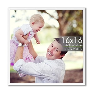 artzfolio customized wall photo frame d629  upload your photos  extra large size  gift for birthday wife husband anniversary parents friends  white  16x16 inch 41x41 cms