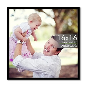 artzfolio customized wall photo frame d629  upload your photos  extra large size  gift for birthday wife husband anniversary parents friends  black  16x16 inch 41x41 cms
