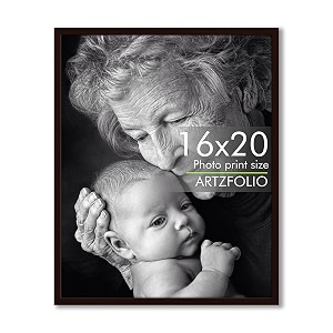 artzfolio customized wall photo frame d630  upload your photos  extra large size  gift for birthday wife husband anniversary parents friends  dark brown  16x20 inch 41x51 cms