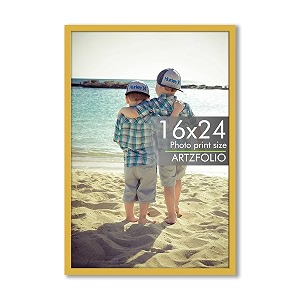 artzfolio customized wall photo frame d631  upload your photos  extra large size  gift for birthday wife husband anniversary parents friends  golden  a2 size  16x24 inch 41x61 cms