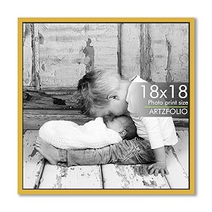 artzfolio customized wall photo frame d632  upload your photos  extra large size  gift for birthday wife husband anniversary parents friends  golden  18x18 inch 46x46 cms
