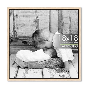 artzfolio customized wall photo frame d632  upload your photos  extra large size  gift for birthday wife husband anniversary parents friends  natural brown  18x18 inch 46x46 cms