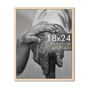 artzfolio customized wall photo frame d633  upload your photos  extra large size  gift for birthday wife husband anniversary parents friends  natural brown  18x24 inch 46x61 cms