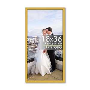artzfolio customized wall photo frame d634  upload your photos  extra large size  gift for birthday wife husband anniversary parents friends  golden  18x36 inch 46x91 cms