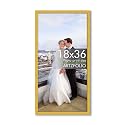 ArtzFolio Customized Wall Photo Frame D634 | Upload Your Photos | Extra Large Size | Gift for Birthday, Wife, Husband, Anniversary, Parents, Friends | Golden | 18x36 inch (46x91 cms)