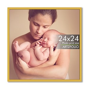 artzfolio customized wall photo frame d639  upload your photos  extra large size  gift for birthday wife husband anniversary parents friends  golden  24x24 inch 61x61 cms