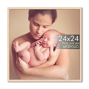 artzfolio customized wall photo frame d639  upload your photos  extra large size  gift for birthday wife husband anniversary parents friends  natural brown  24x24 inch 61x61 cms