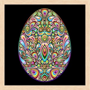 artzfolio easter egg psychedelic art design tabletop painting natural brown frame 8 x 8 inch 20 x 20 cms