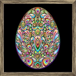 artzfolio easter egg psychedelic art design tabletop painting antique golden frame 6 x 6 inch 15 x 15 cms