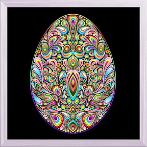 artzfolio easter egg psychedelic art design tabletop painting white frame 12 x 12 inch 30 x 30 cms
