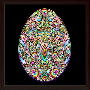 artzfolio easter egg psychedelic art design tabletop painting dark brown frame 6 x 6 inch 15 x 15 cms