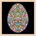 ArtzFolio Easter Egg Psychedelic Art Design Tabletop Painting Natural Brown Frame 10 x 10 inch (25 x 25 cms)
