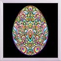 ArtzFolio Easter Egg Psychedelic Art Design Tabletop Painting White Frame 6 x 6 inch (15 x 15 cms)