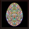 ArtzFolio Easter Egg Psychedelic Art Design Tabletop Painting Dark Brown Frame 12 x 12 inch (30 x 30 cms)
