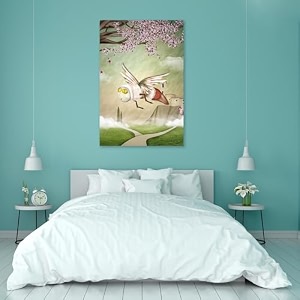 artzfolio fantasy bee in a spring scenery  peel amp stick vinyl wall sticker for home amp wall decoration  42 x 63 inch 107 x 160 cms