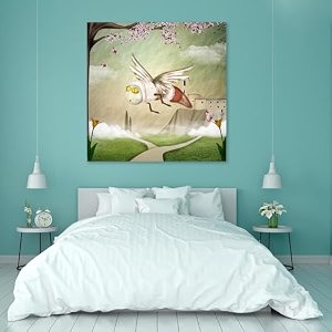artzfolio fantasy bee in a spring scenery  peel amp stick vinyl wall sticker for home amp wall decoration  32 x 32 inch 81 x 81 cms