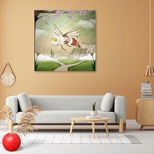 artzfolio fantasy bee in a spring scenery  peel amp stick vinyl wall sticker for home amp wall decoration  54 x 54 inch 137 x 137 cms