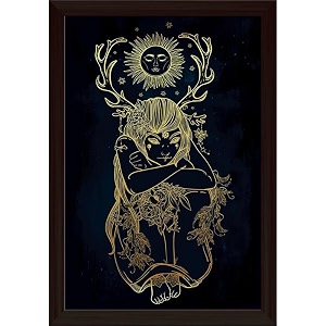 artzfolio female fairy of the nature tabletop painting dark brown frame 6 x 83 inch 15 x 21 cms