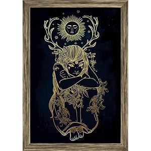 artzfolio female fairy of the nature tabletop painting antique golden frame 6 x 83 inch 15 x 21 cms