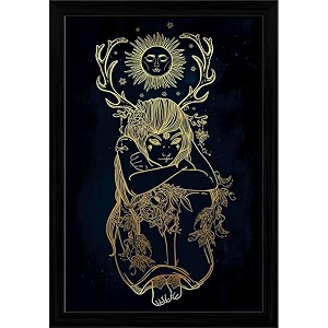 artzfolio female fairy of the nature tabletop painting black frame 6 x 83 inch 15 x 21 cms