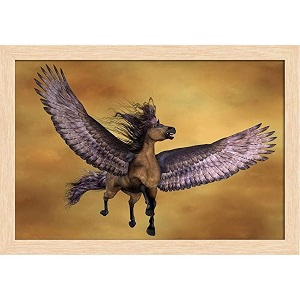 artzfolio gruella pegasus  paper wall poster natural brown frame with acrylic glass  13 x 9 inch 33 x 23 cms