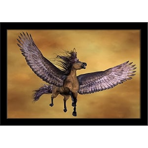 artzfolio gruella pegasus  paper wall poster black frame with acrylic glass  13 x 9 inch 33 x 23 cms