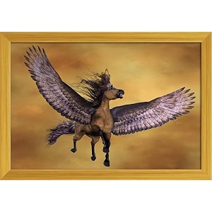 artzfolio gruella pegasus  paper wall poster golden frame with acrylic glass  13 x 9 inch 33 x 23 cms