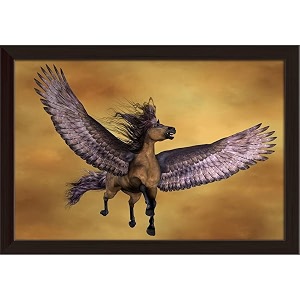artzfolio gruella pegasus  paper wall poster dark brown frame with acrylic glass  19 x 13 inch 48 x 33 cms