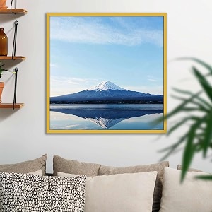 artzfolio an inverted image of mount fuji  canvas painting for bedroom amp living room  golden frame  12 x 12 inch 30 x 30 cms
