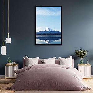 artzfolio an inverted image of mount fuji  canvas painting for bedroom amp living room  black frame  12 x 18 inch 30 x 46 cms