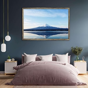 artzfolio an inverted image of mount fuji  canvas painting for bedroom amp living room  antique golden frame  30 x 20 inch 76 x 51 cms