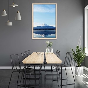 artzfolio an inverted image of mount fuji  canvas painting for bedroom amp living room  natural brown frame  24 x 36 inch 61 x 91 cms
