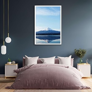 artzfolio an inverted image of mount fuji  canvas painting for bedroom amp living room  white frame  24 x 36 inch 61 x 91 cms