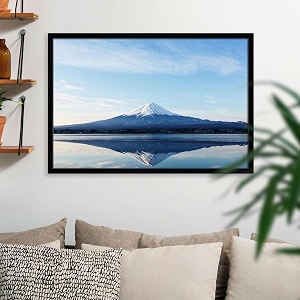 artzfolio an inverted image of mount fuji  canvas painting for bedroom amp living room  black frame  175 x 12 inch 44 x 30 cms