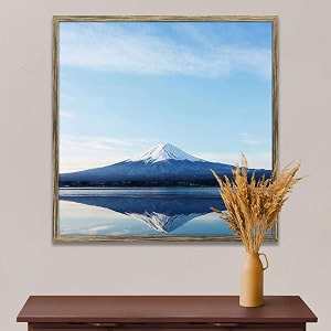 artzfolio an inverted image of mount fuji  canvas painting for bedroom amp living room  antique golden frame  16 x 16 inch 41 x 41 cms
