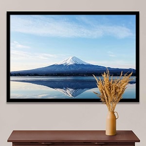 artzfolio an inverted image of mount fuji  canvas painting for bedroom amp living room  black frame  18 x 12 inch 46 x 30 cms