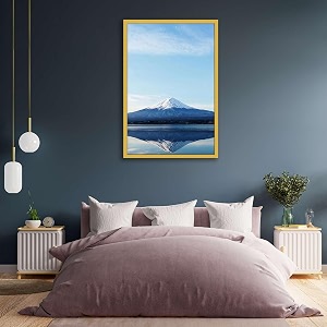 artzfolio an inverted image of mount fuji  canvas painting for bedroom amp living room  golden frame  20 x 30 inch 51 x 76 cms