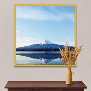 artzfolio an inverted image of mount fuji  canvas painting for bedroom amp living room  golden frame  28 x 28 inch 71 x 71 cms