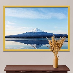 artzfolio an inverted image of mount fuji  canvas painting for bedroom amp living room  golden frame  36 x 24 inch 91 x 61 cms