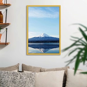 artzfolio an inverted image of mount fuji  canvas painting for bedroom amp living room  golden frame  24 x 36 inch 61 x 91 cms