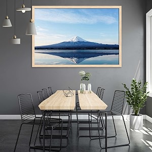 artzfolio an inverted image of mount fuji canvas painting natural brown synthetic frame 235inch x 16inch 597cms x 406cms